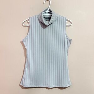 Vintage 90s Beechers Brook Gray Ribbed Sleeveless Turtleneck - Size Large EUC